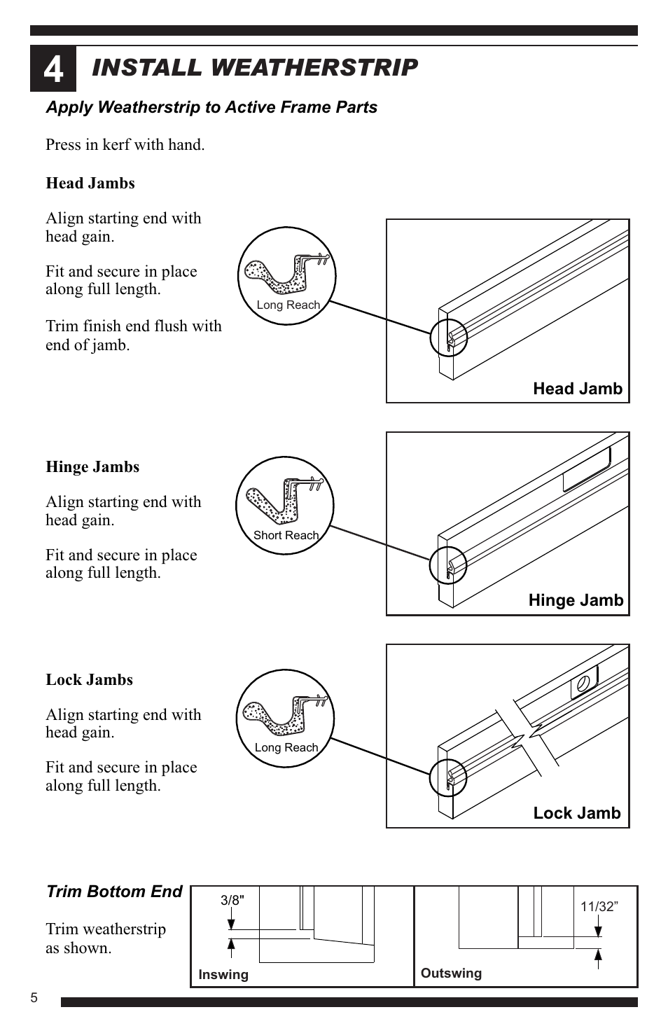 Install weatherstrip | Therma-Tru Hinged Patio Door System Single Panel Assembly Unit User Manual | Page 6 / 16