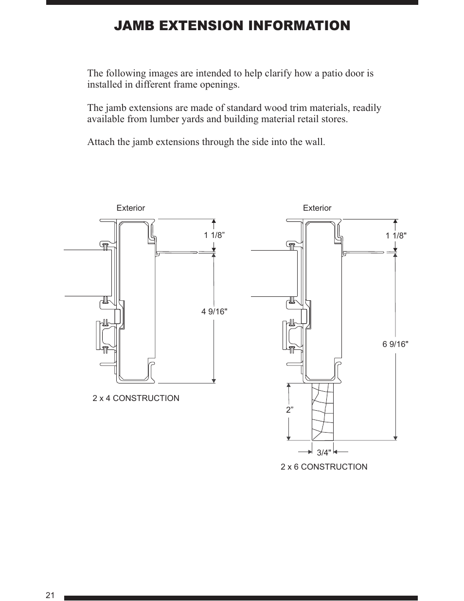 Jamb extension information | Therma-Tru Smooth-Star User Manual | Page 21 / 24