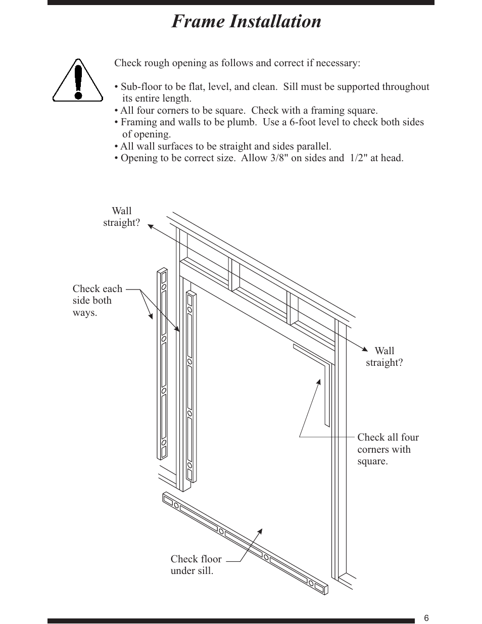 Frame installation | Therma-Tru Smooth-Star User Manual | Page 7 / 24
