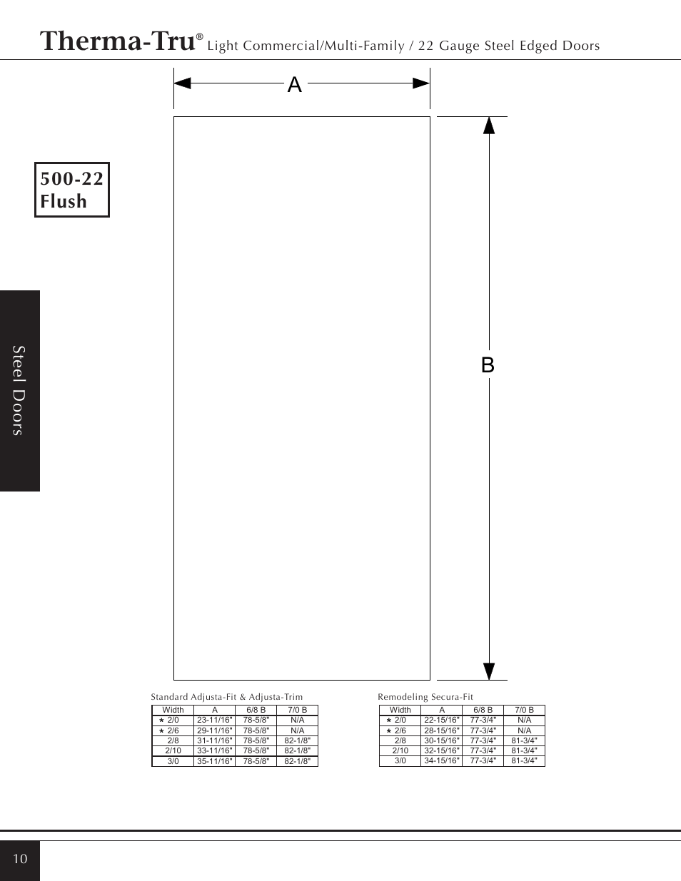 Therma-tru, 22 flush | Therma-Tru Light Commercial/Multi-Family / 22 & 24 Gauge Steel Edged Door User Manual | Page 10 / 14