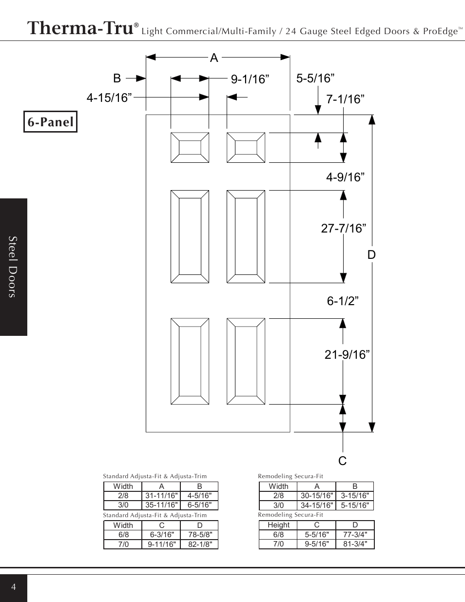 Therma-tru, Panel | Therma-Tru Light Commercial/Multi-Family / 22 & 24 Gauge Steel Edged Door User Manual | Page 4 / 14