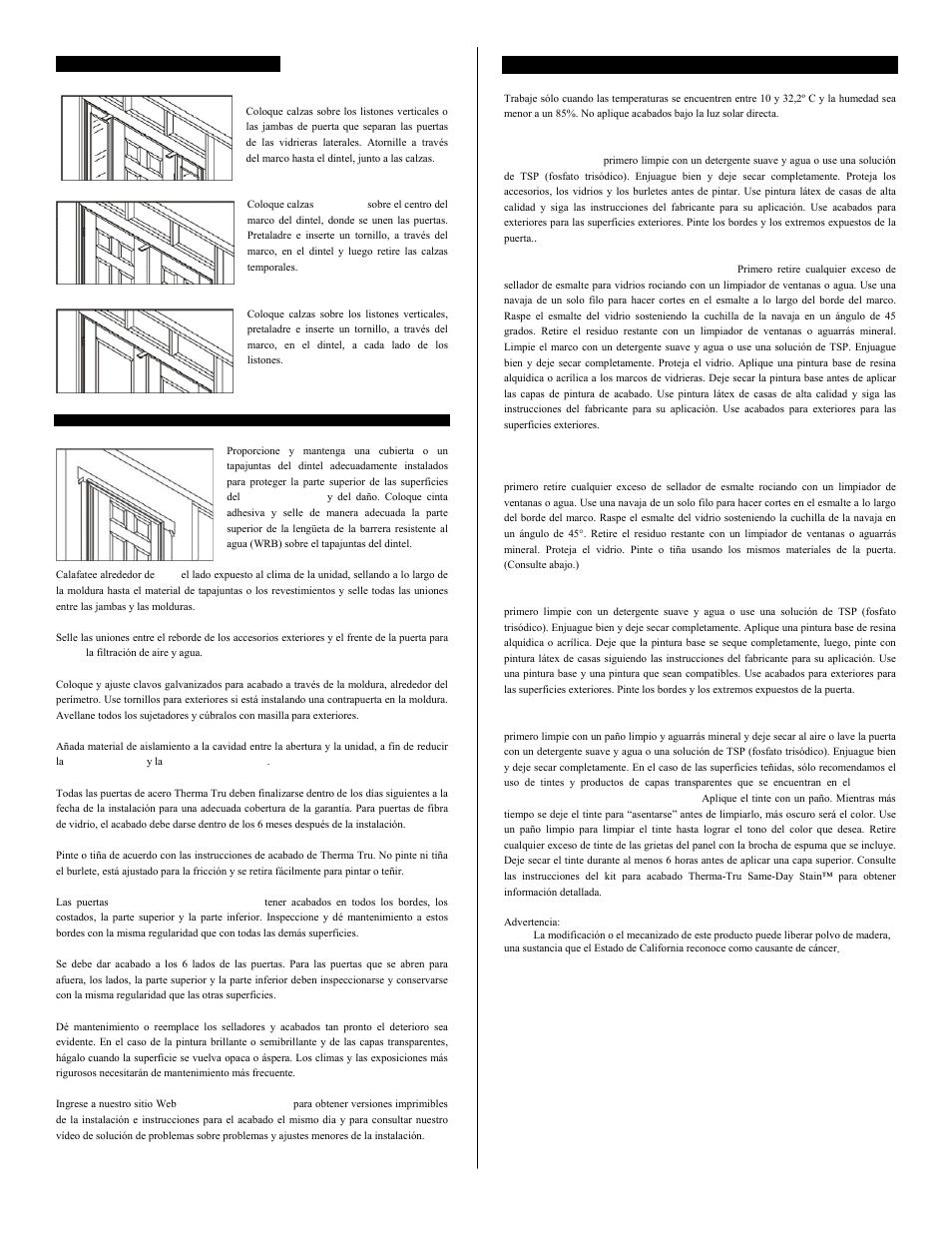 Instrucciones para el acabado | Therma-Tru Pre-hung Door Systems User Manual | Page 8 / 8
