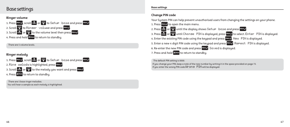 Base settings | Telstrat 7300A User Manual | Page 24 / 39