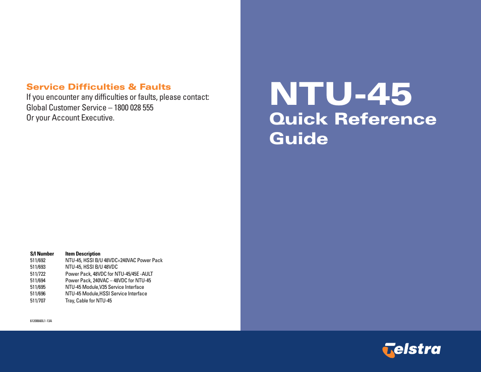 Telstrat NTU-45 User Manual | 2 pages