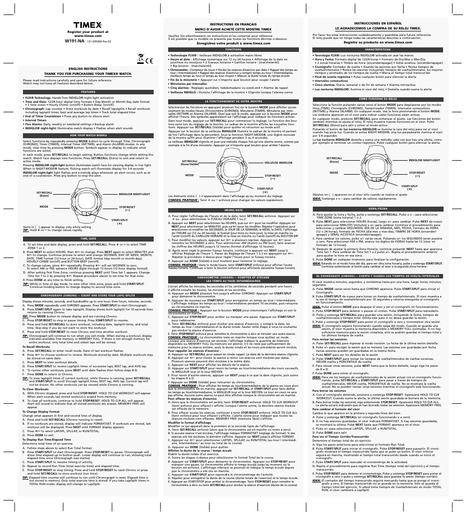 Timex 131-095000 User Manual | 2 pages