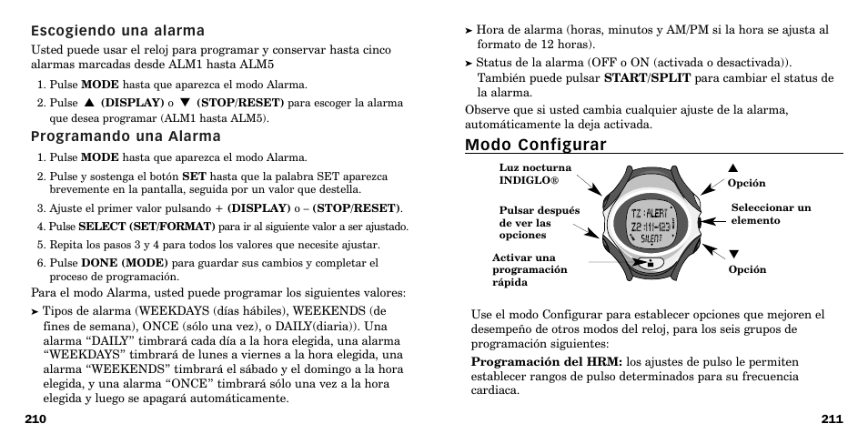 Modo configurar | Timex W-219 User Manual | Page 108 / 158