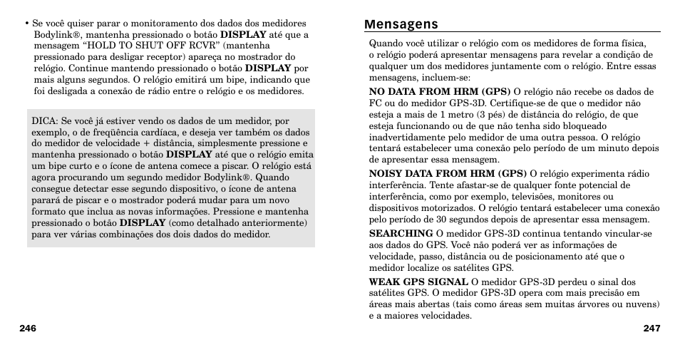 Mensagens | Timex W-219 User Manual | Page 126 / 158