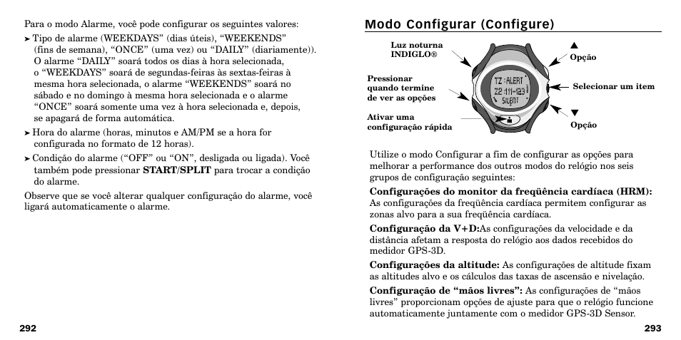 Modo configurar (configure) | Timex W-219 User Manual | Page 149 / 158
