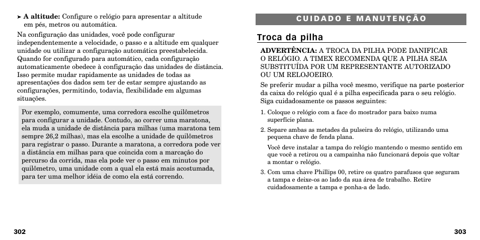 Troca da pilha | Timex W-219 User Manual | Page 154 / 158