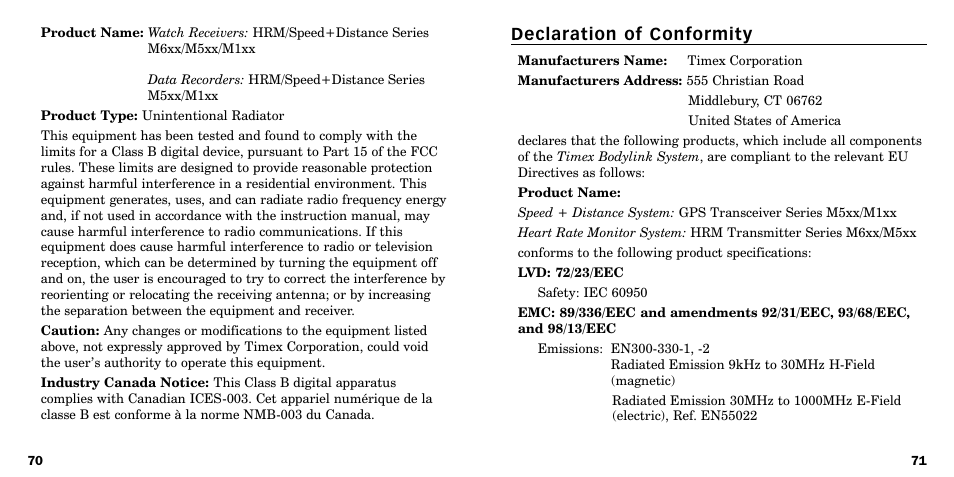 Declaration of conformity | Timex W-219 User Manual | Page 37 / 158