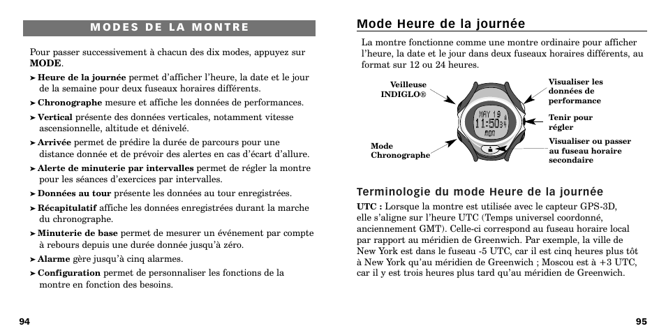 Mode heure de la journée | Timex W-219 User Manual | Page 49 / 158