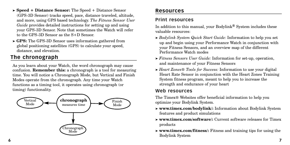 The chronograph, Resources | Timex W-219 User Manual | Page 5 / 158