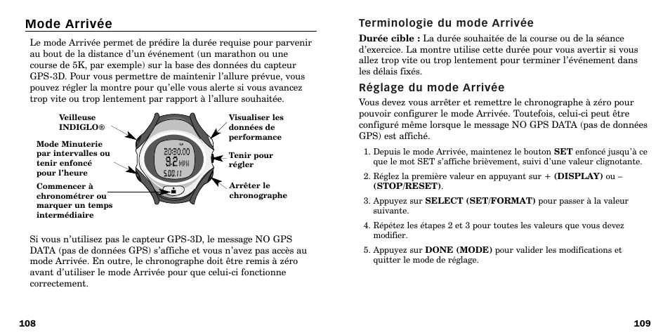 Mode arrivée | Timex W-219 User Manual | Page 56 / 158