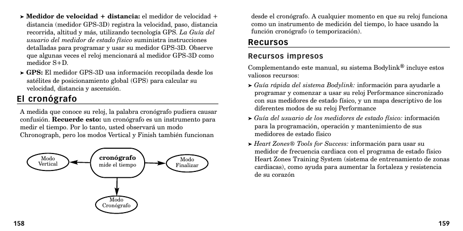 El cronógrafo, Recursos | Timex W-219 User Manual | Page 82 / 158