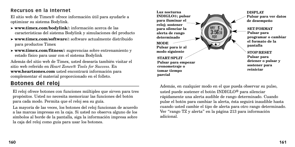 Botones del reloj | Timex W-219 User Manual | Page 83 / 158