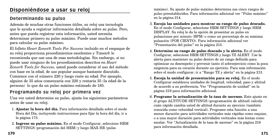 Disponiéndose a usar su reloj | Timex W-219 User Manual | Page 88 / 158