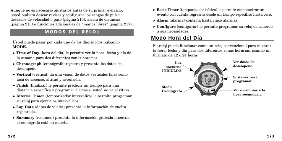 Modo hora del día | Timex W-219 User Manual | Page 89 / 158