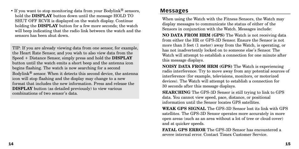 Messages | Timex W-219 User Manual | Page 9 / 158