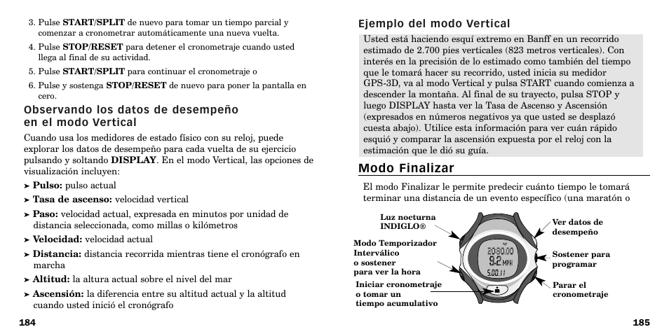 Modo finalizar | Timex W-219 User Manual | Page 95 / 158