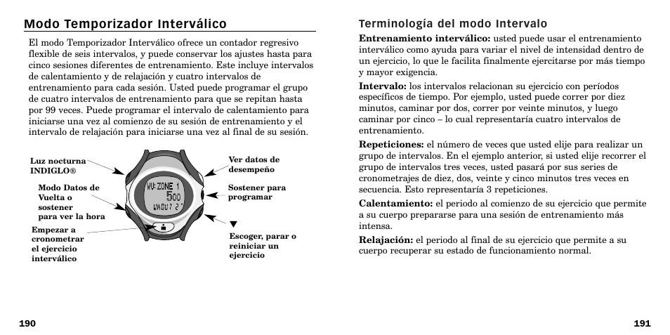 Modo temporizador interválico | Timex W-219 User Manual | Page 98 / 158