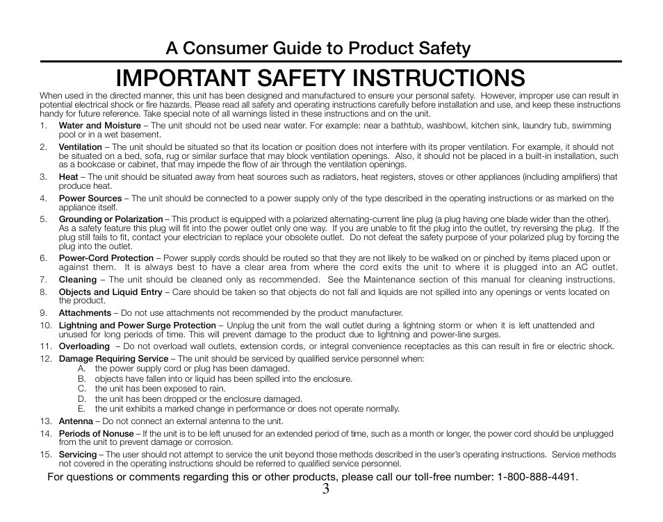 Important safety instructions, A consumer guide to product safety | Timex T313 User Manual | Page 3 / 12