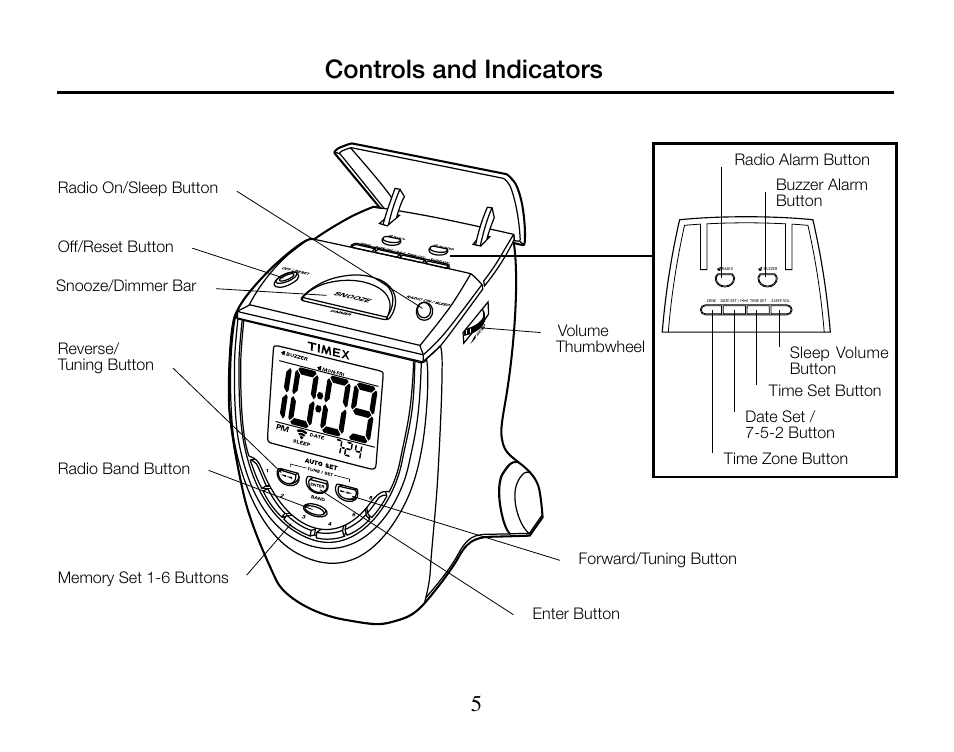 Controls and indicators | Timex T313 User Manual | Page 5 / 12