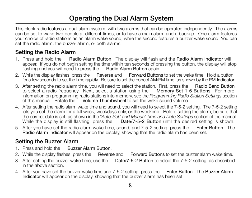 Operating the dual alarm system | Timex T313 User Manual | Page 8 / 12
