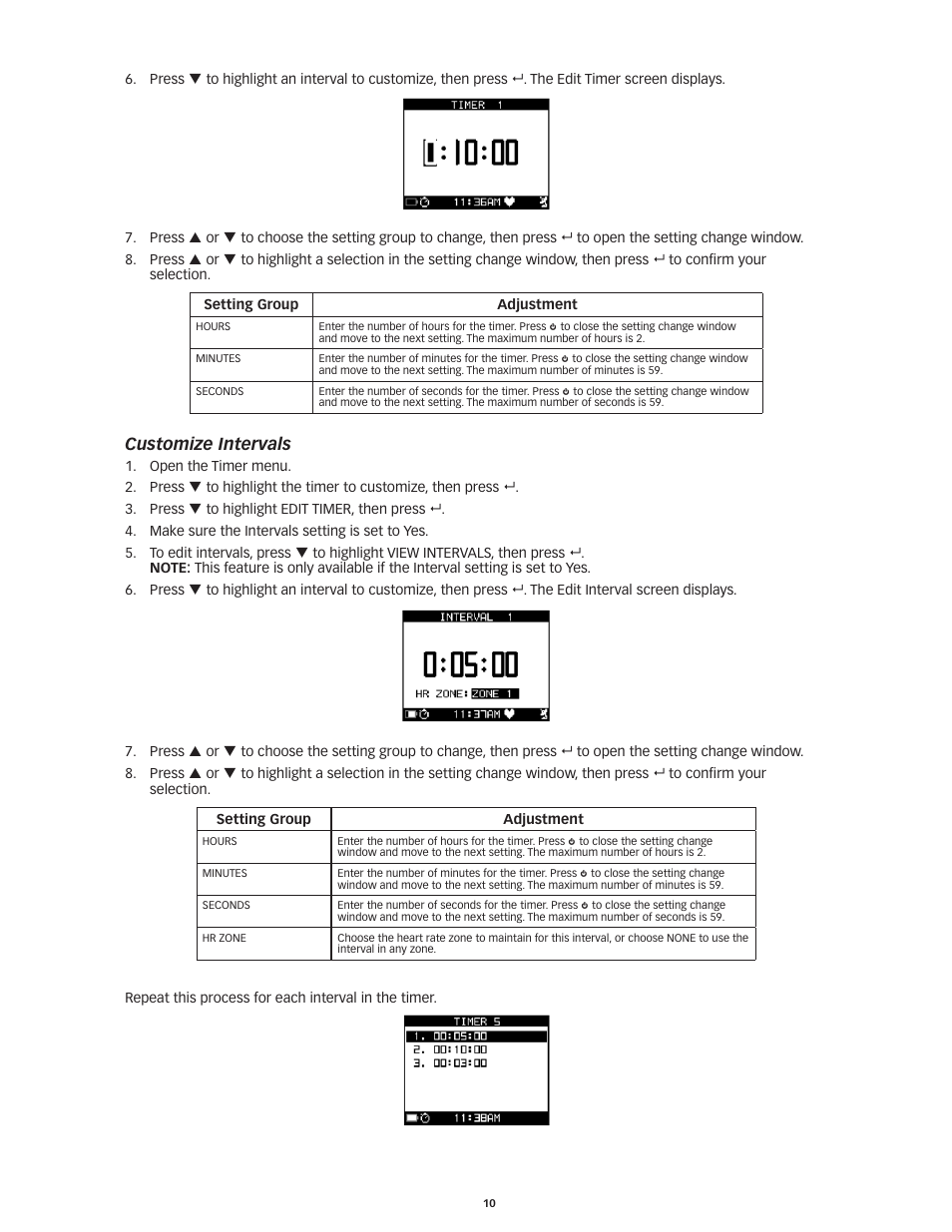 Customize.intervals, Customize intervals | Timex Global Trainer W260 User Manual | Page 14 / 42