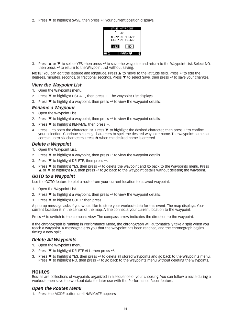 Routes | Timex Global Trainer W260 User Manual | Page 20 / 42