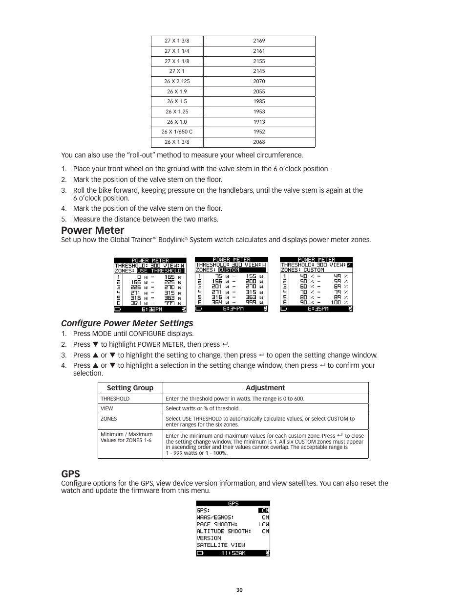 Power meter configure.power.meter.settings gps, Power meter, Configure power meter settings | Timex Global Trainer W260 User Manual | Page 34 / 42