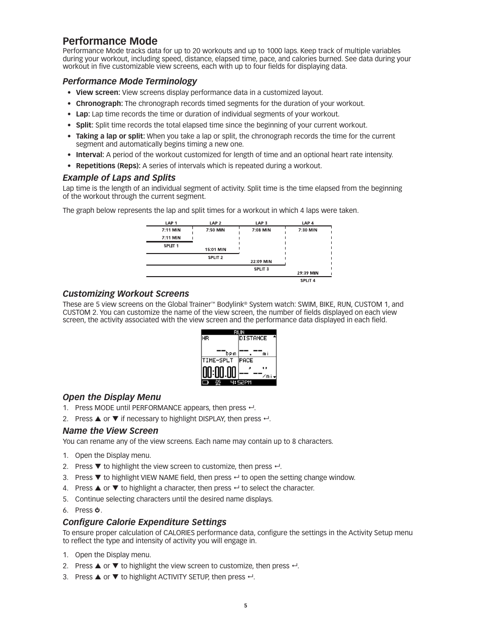 Performance mode | Timex Global Trainer W260 User Manual | Page 9 / 42