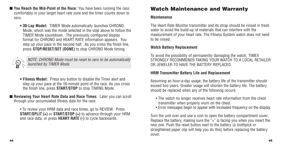 Watch maintenance and warranty | Timex W177 User Manual | Page 24 / 29