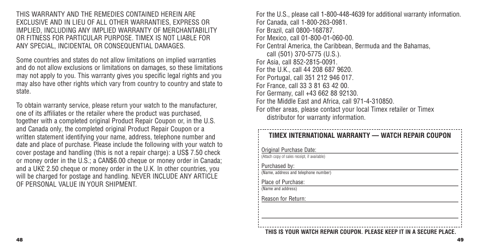 Timex W177 User Manual | Page 26 / 29