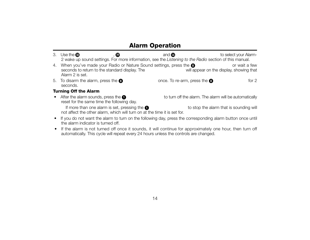 Alarm operation | Timex T609 User Manual | Page 15 / 19