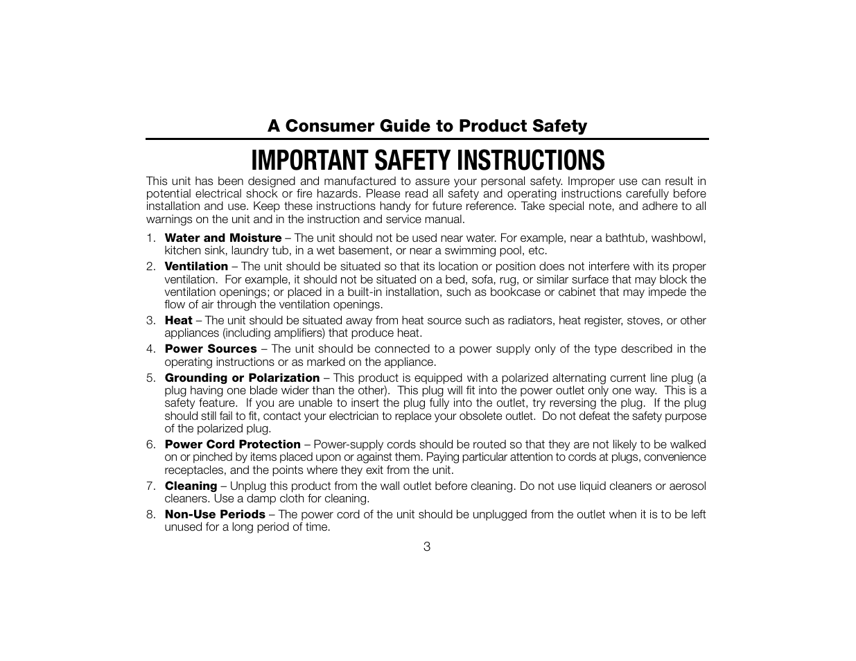 Important safety instructions, A consumer guide to product safety | Timex T609 User Manual | Page 4 / 19