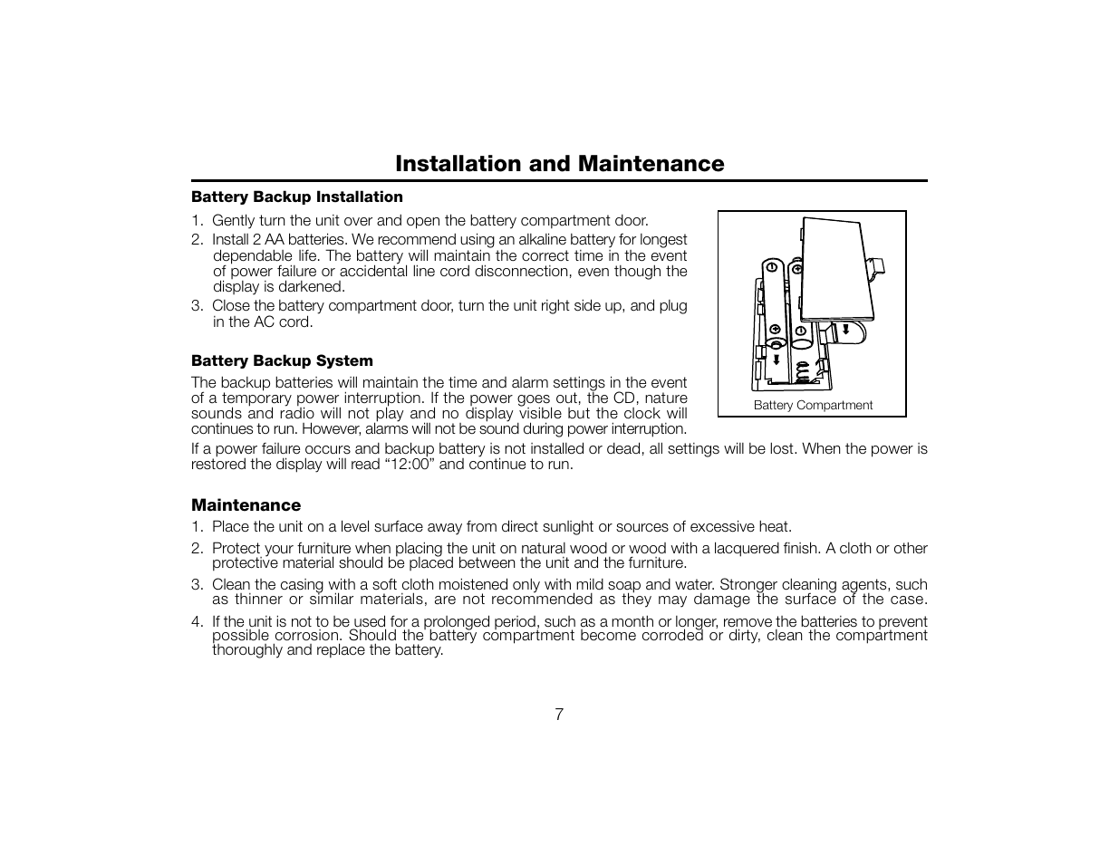 Installation and maintenance | Timex T609 User Manual | Page 8 / 19