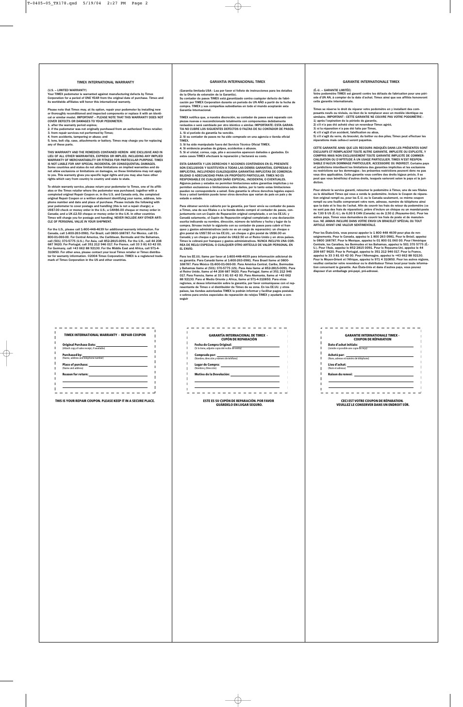 Timex W-178-US User Manual | Page 2 / 2