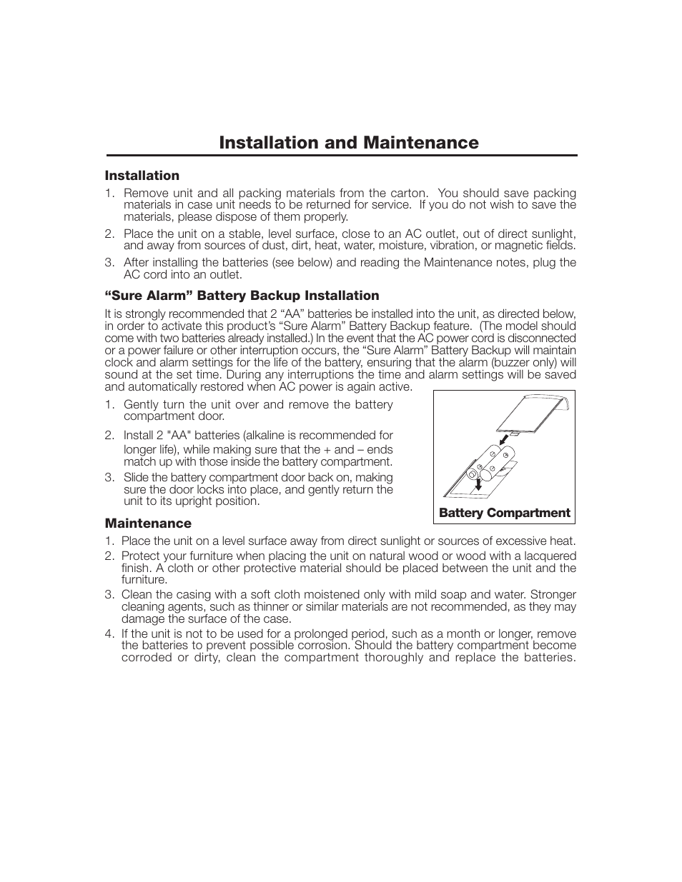 Installation and maintenance | Timex T301 User Manual | Page 4 / 12