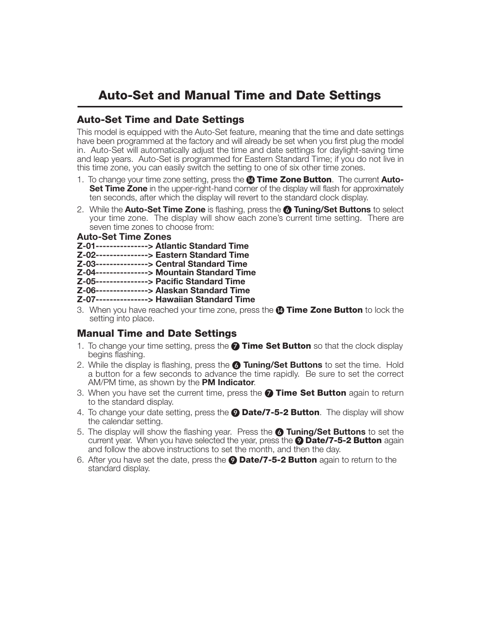 Auto-set and manual time and date settings | Timex T301 User Manual | Page 7 / 12