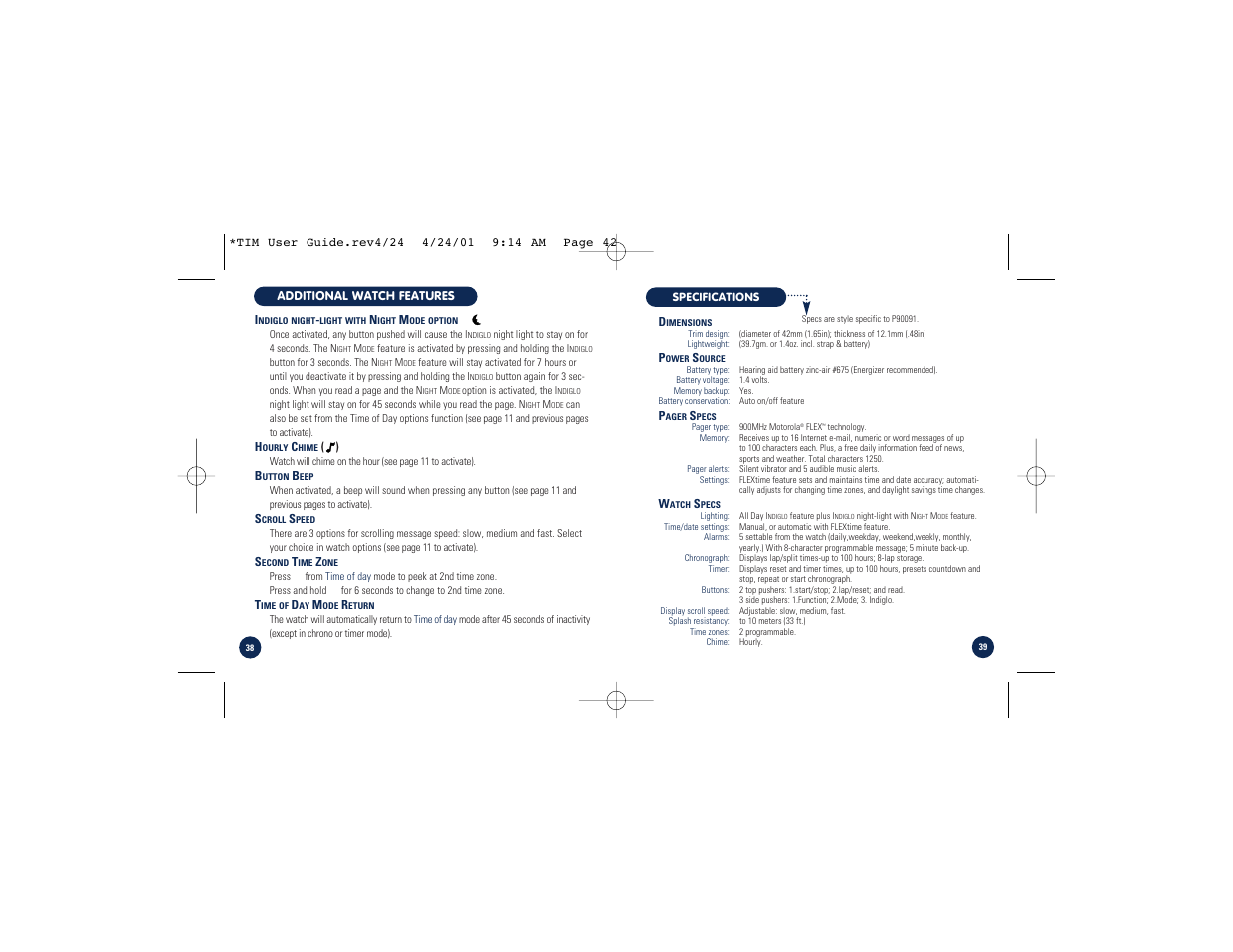 Timex M828 User Manual | Page 21 / 25