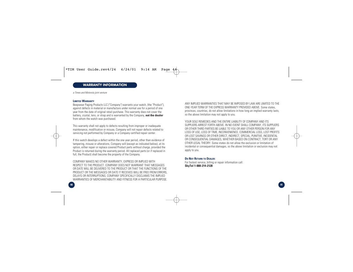 Timex M828 User Manual | Page 22 / 25