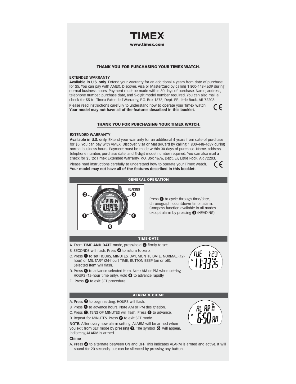 Timex W-865 User Manual | 4 pages