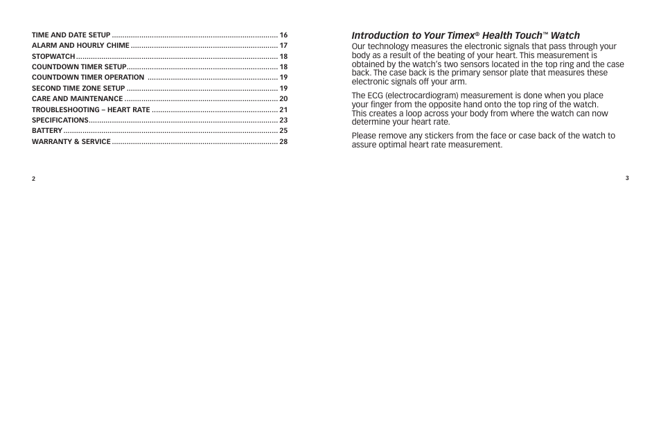 Timex HEALTH TOUCH W265 User Manual | Page 3 / 18