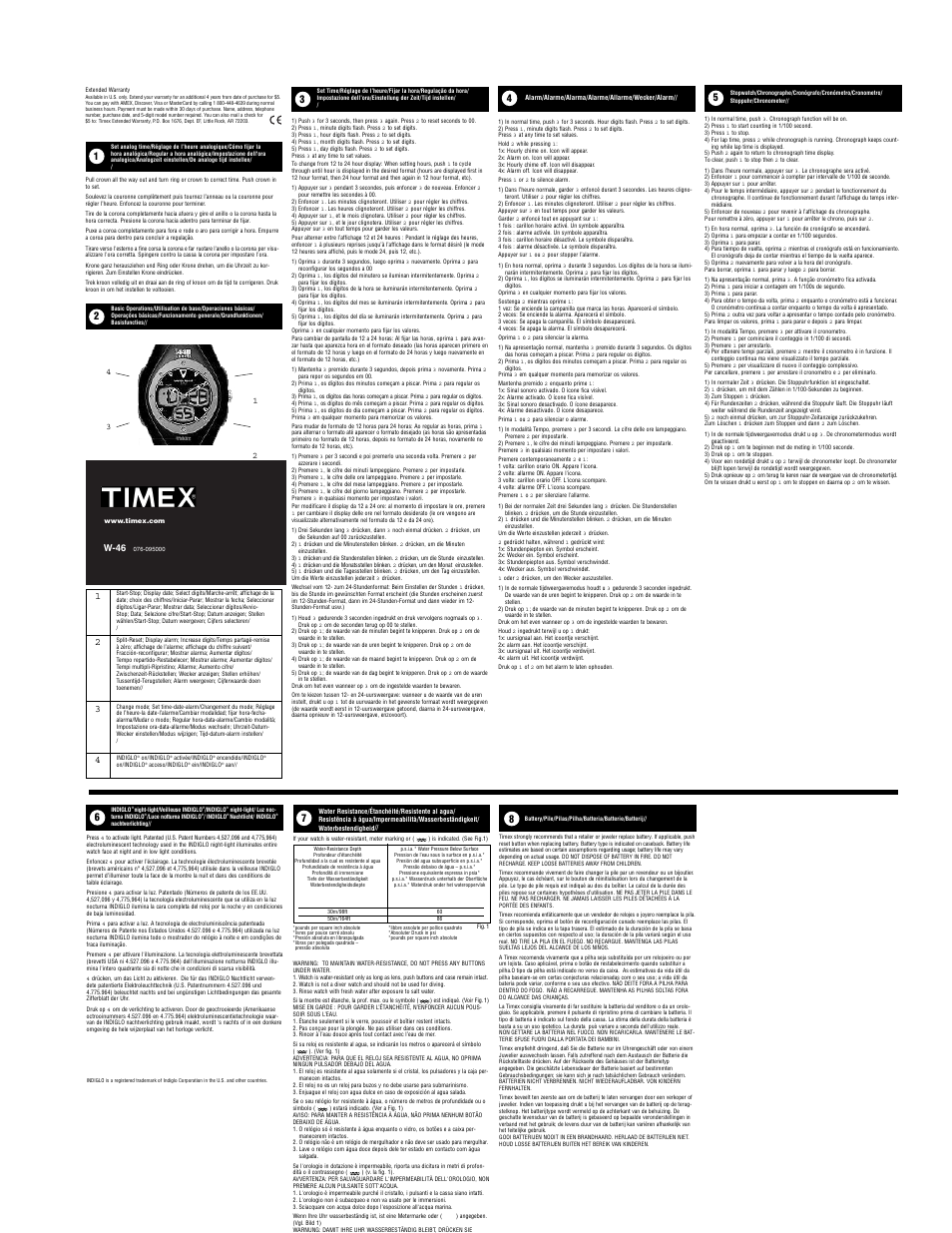 Timex W-46 User Manual | 1 page