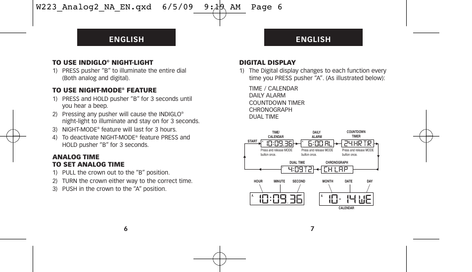 English | Timex 222-0950012 User Manual | Page 7 / 28