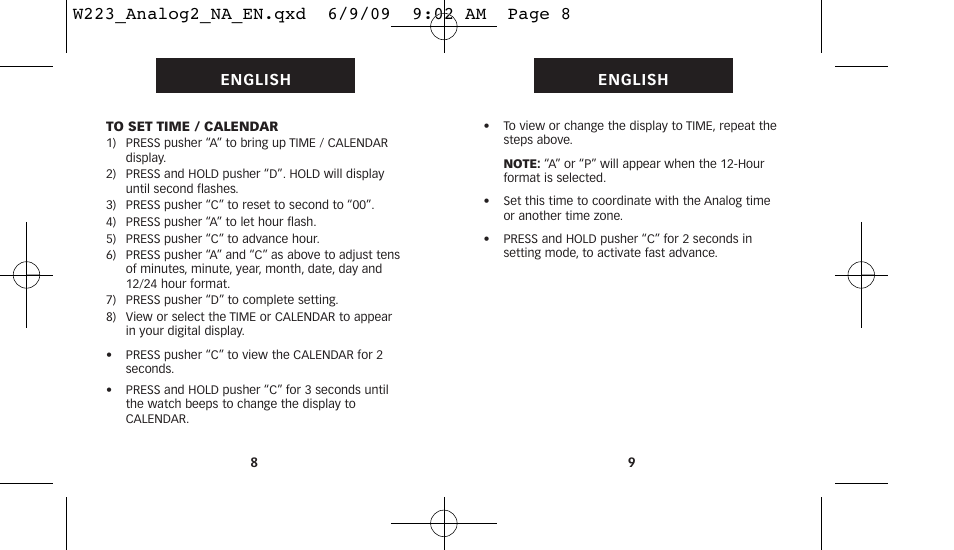 Timex 222-0950012 User Manual | Page 8 / 28