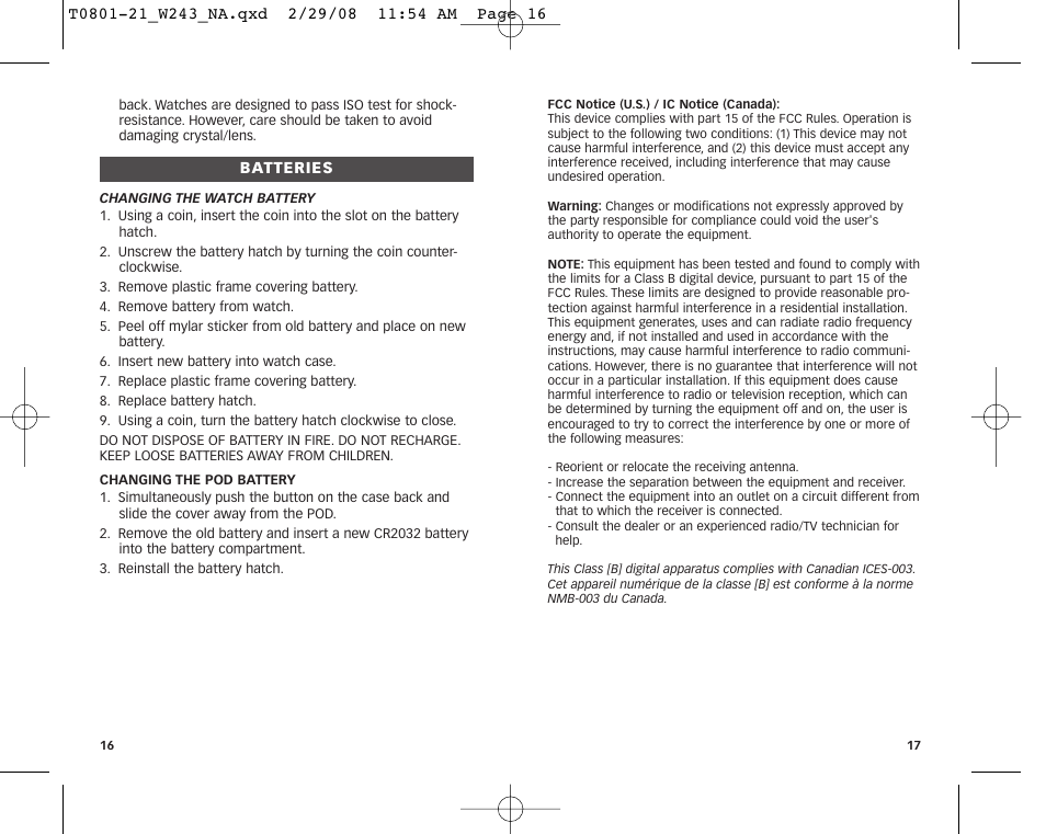 Timex W243 NA User Manual | Page 10 / 12