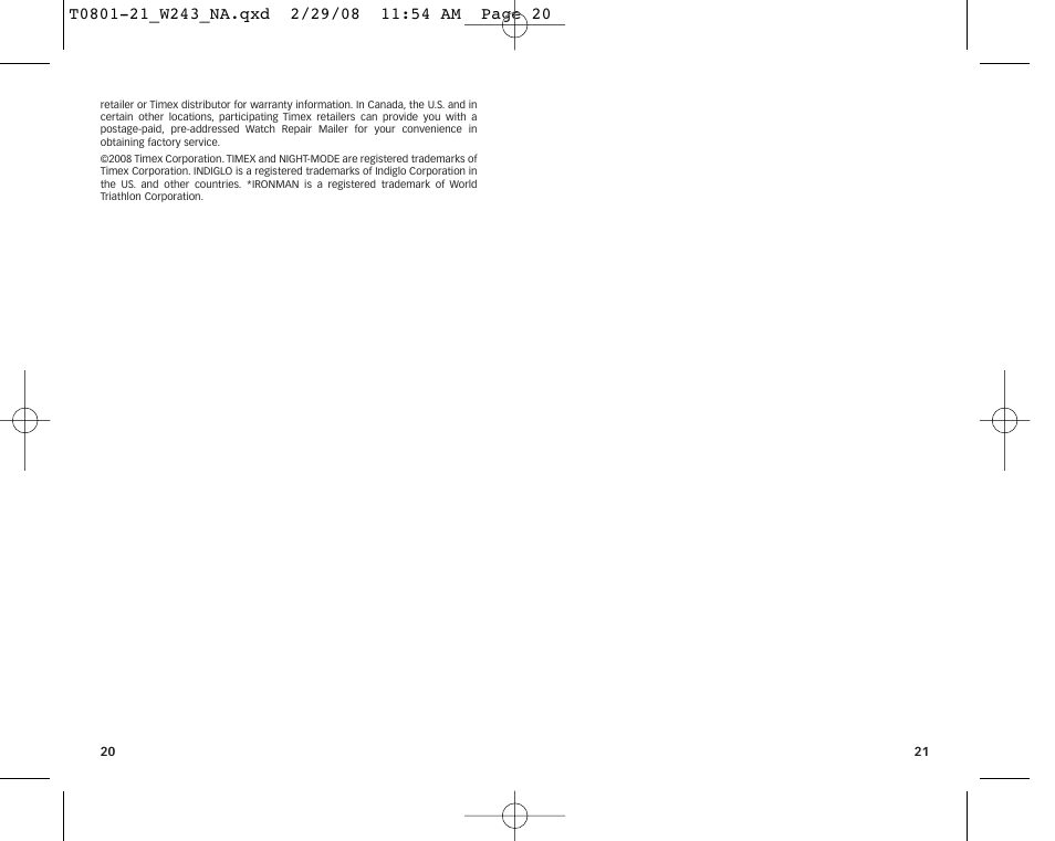 Timex W243 NA User Manual | Page 12 / 12