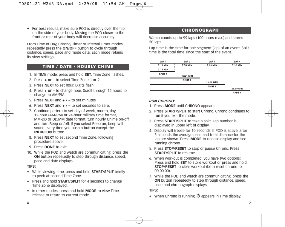 Timex W243 NA User Manual | Page 5 / 12