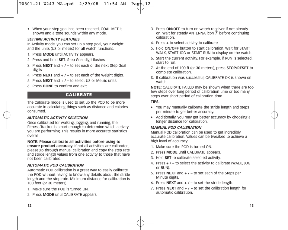 Timex W243 NA User Manual | Page 8 / 12